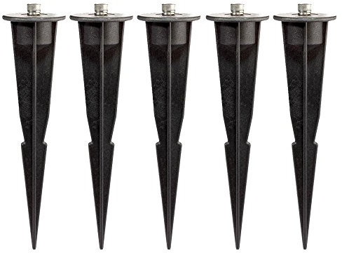 ledscom.de 5 piezas pincho de tierra para jardín, para luces de jardín, negro, 17cm, 45mm Ø