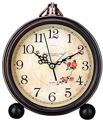 SWHONG Orologio Rurale in Metallo Decorazione Della Casa Ornamenti Retrò Orologio da Tavolo Orologio Muto Camino Europeo