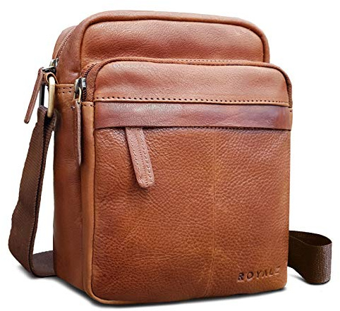 ROYALZ Echtleder Umhängetasche Herren Leder klein 'Phoenix' Moderne Vintage Schultertasche für Männer Ledertasche im kompakten Design Messenger Bag Seitentasche Crossbody