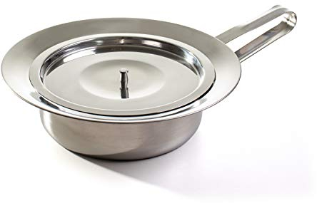 MEDIPARTS Stechbecken Bettpfanne Schieber aus Edelstahl - robust - 2 Liter Fassungsvermögen inkl. Deckel - Toilettentopf Zimmertopf