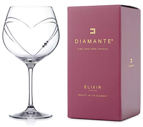 Heart in Hearts Gin Glass Copa Hand Cut and Embellished with Swarovski Crystals