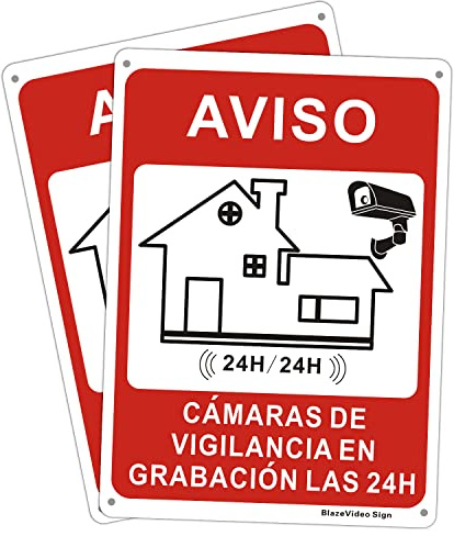 2 Piezas Cartel de Señal de Videovigilancia Señal de Advertencia Señal de Aluminio para Exteriores Señales de Alarma