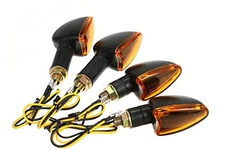 Shkalacar 4 Stück Motorrad-Blinkerbirne, Blinklicht, wasserdicht, Universal, für Motorrad, 12 V, bernsteinfarben