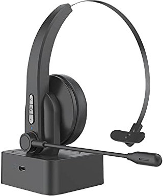 Calager Casque Bluetooth Casque sans Fil Bluetooth Compatible 5.0 Réduction du Bruit Confortable, Longue Endurancetruck Driver Over Ear Casque avec Micro pour Les Entreprises Le Noir