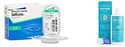 BAUSCH + LOMB - SofLens 38 - Lentes de contacto - Reemplazo Mensual, Radio 8.4, dioptrias -0.25 + Pemag Plus Solución Única - 360 ml