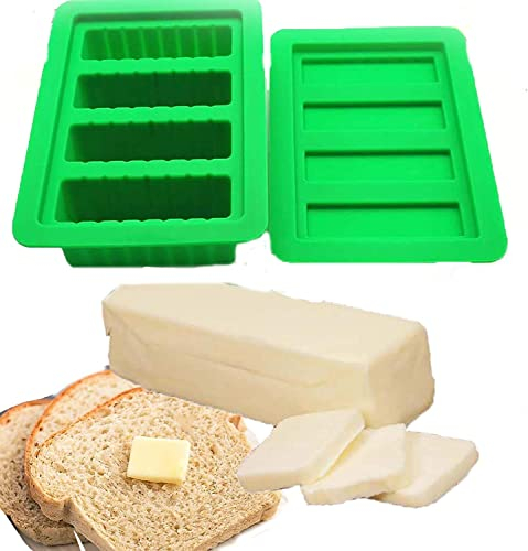 Molde de mantequilla de silicona grande de 4 cavidades con tapa para mantequilla y pastel de queso moldes de mantequilla de silicona 4 cavidades (verde)