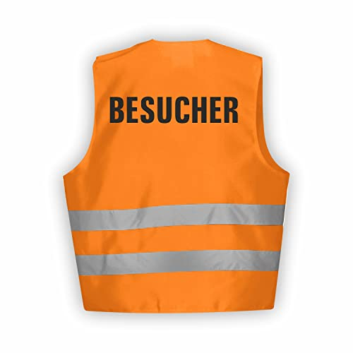 Fassbender-Druck WARNWESTEN - Sicherheitsweste ORANGE Warnweste nach EN ISO 20471 zertifiziert - Warn Weste für BESUCHER - Unisex mit hochwertigem Reflektorstreifen (ORANGE I XL/XXL I 5er Set)