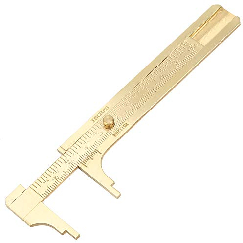 Yuecoom Mini Righello Tascab, Calibri tascabili in ottone, calibro a corsoio a doppia scala Strumento di misurazione del righello del calibro del calibro scorrevole in ottone portatile(100mm)
