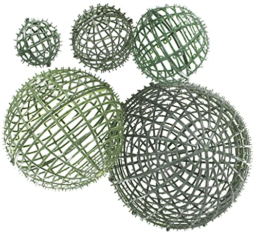 SEWACC Kunstpflanze Formschnitt Ball Stützkäfig Buchsbaum Formschnitt Kugelrahmen Faux Grünes Gras Kugel Rahmengestell Garten Blumen Regalhalter 5St