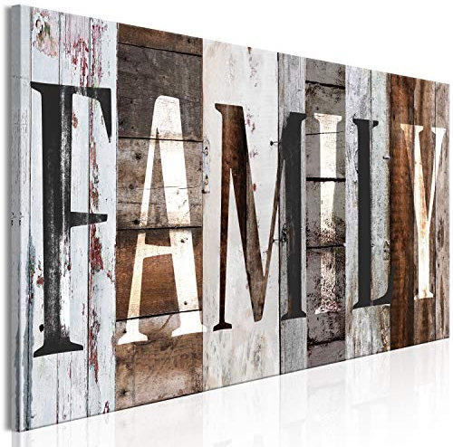 murando - Akustikbild Aufschrift Home Bilder Akustikschaum Hochleistungsschallabsorber Schallschutz Leinwand 1 tlg Wandbild Raumakustik Schalldämmung Holz Family m-A-0939-b-a