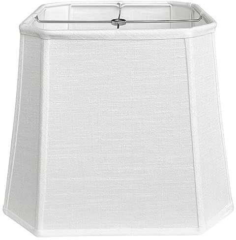 TOOTOO STAR Square Cut Corner White LampShade, 10 Top x 13 Bottom x 10.5 High Medium Shade (Spider Fitter), Handmade of Natural Linen, Easy to Assemble, Suitable for Table Lamps and Floor Lamps