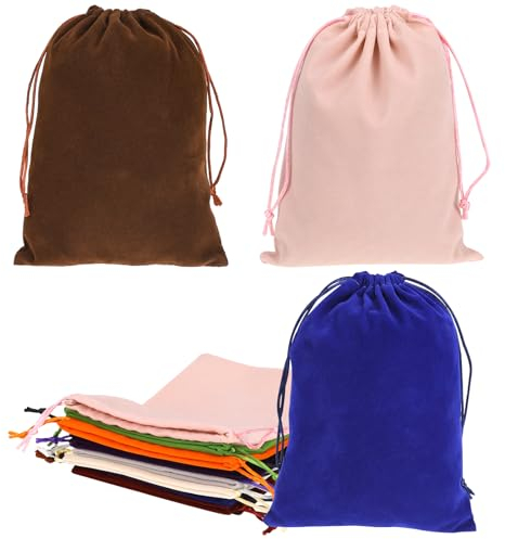 MOZEAT LENS 10 sacchetti di velluto morbido, 15 x 20 cm, sacchetto regalo con coulisse per gioielli, caramelle, tappi per le orecchie, 10 colori