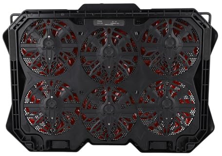 Laptop-Kühlpad, Laptop-Kühler mit 6 Leisen Lüftern für 12-19-Zoll-Notebooks, Gaming-Lüfterständer, 6 Höhen- und Windgeschwindigkeitsverstellbar, 2 USB-Anschlüsse und