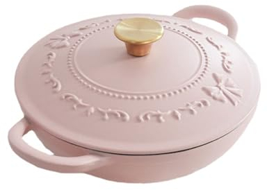 LVYUDS Cast Iron Dutch Oven, Round with Lid Enameled Stew Pot Dual Handles Non-Stick Pan Compatible Induction for Stewed Seafood Toasted Bread