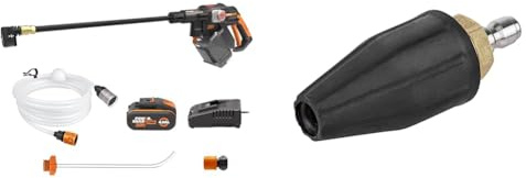 WORX Nitro - Nettoyeur Haute Pression Hydroshot sans Fil Brushless - 20V - 4.0Ah & Buse Turbo pour Nettoyeur Pression - WA4037 (Compatible avec Le Nettoyeur Pression Hydroshot