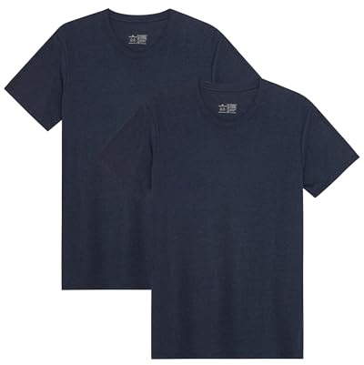 DANISH ENDURANCE Camisetas de Algodón Orgánico para Hombre, Cuello Redondo o Cuello en V, Manga Corta, 2-Pack Azul Marino Oscuro M