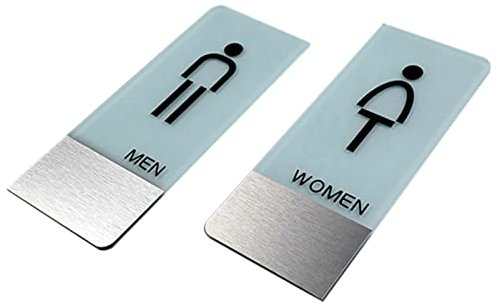 CHFYIJYHM Toiletten-Türschilder, Wand-Toilettenschild for Männer und Frauen, Konstruktion aus Acryl und Aluminium, Badezimmer-Türschild for Büros, Unternehmen und Restaurants(B,10 * 24cm)
