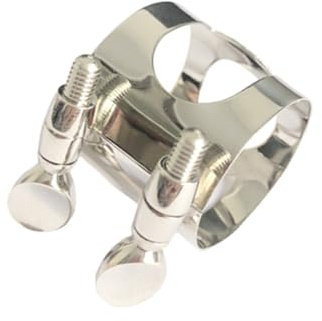 Parliky Abrazadera y Acabado Plata para Clarinete de Cobre Doble Tornillo para Ligadura Flexible y Excelente Sonido en Boquilla de Instrumento