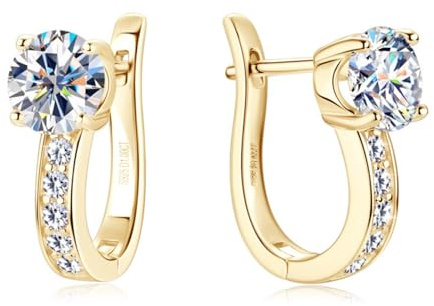 Moissanit-Ohrringe für Damen, 2 Karat D, Farbe VVS1, Reinheit, 925er Sterlingsilber, Diamant-Ohrringe, Rundschliff, Labor-Created Diamant, Ohrringe für Bräute, Moissanit-Ohrringe, Sterling Silber,