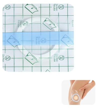 Transparente wasserdichte Pflaster mit Ring, Fixierung ohne Wirkstoff, Sanfu leere Pflaster, wasserdichte Bandage, zweite Haut, medizinisches Klebeband, leeres Bauchnabelpflaster (50 Stück x 8 x 8 cm)