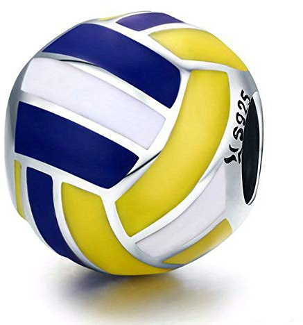 RU-X Charm Originali in Argento Sterling 925 Compatibile con Bracciale Donna,Ciondoli Originale Pallavolo
