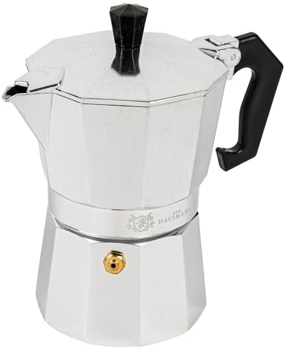 KARL HAUSMANN Cafetière Italienne Aluminium, 150 ml, 3 Tasses | Cafetiere italienne en aluminium, forme octogonale, soupape en laiton, pour gaz et vitrocéramique, sans induction