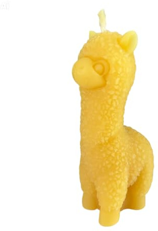 Bienenwachskerze Alpakakerze 9 cm stehend Tierfreund — handgegossene Alpakafigur zottig, Made in Germany