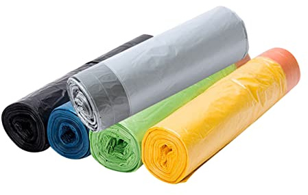 Anneome 6rolls Drawstring Garbage Bags Heavy Duty Rubbish Bags Portable Recycling Liners Plastic Refuse Sacks Roll Mixed Colors