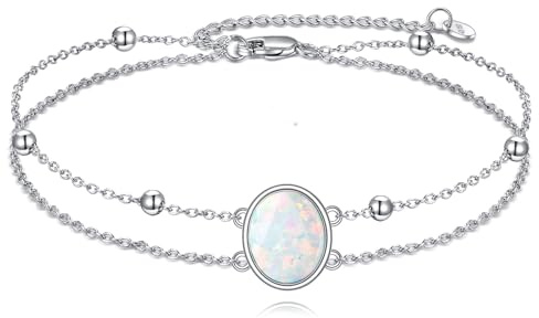 POPLYKE Larimar/Labradorit/Opal/Schwarzer Onyx/Lapis Lazuli/Peridot/Moos-Achat Armband für Frauen Sterling Silber Teardrop/Oval Armband Schmuck für Frauen