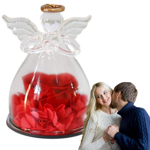 Figura di angelo, figura di angelo, regalo di angelo per donne, Natale, regalo di fiori eterni per matrimonio, anniversario, compleanno, giorno del Ringraziamento