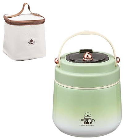 Contenitore termico per alimenti, 1200 ml, a prova di perdite, in acciaio inox, con coperchio, cucchiaio e sacchetto isolante, ciotola termica in acciaio inox per bambini/adulti (gradiente di colore
