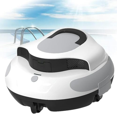 WQZzjm Limpiafondos inalámbrico, Robot limpiafondos automático, Aspirador automático para Piscinas elevadas y enterradas, con Sistema de Aparcamiento, Potente succión y batería Recargable.