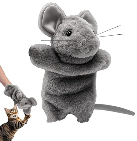 Cat Wrestler Puppe, Plüsch Wrestling Puppet für Katzen, lustige neckende Zeit, Mäuse geformter Wrestler Handschuh für sicheres interaktives Spielen