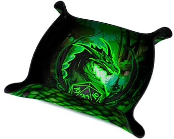 Premium Würfeltablett mit Zierleisten - Im Dunkeln leuchten Green Dragon