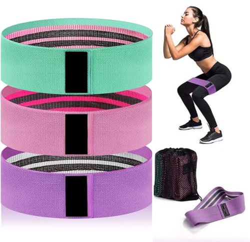 FAYAHAR 3 Piezas Gluteos, Bandas Elásticas 3 Niveles, Bandas de Resistencia de Tela, Antideslizantes Gomas Elasticas Musculacion, para Yoga Pilates Glúteos Piernas
