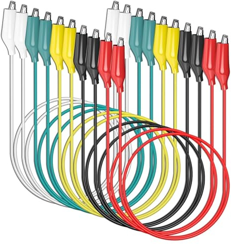 10PCS Alligator Clips Electrical Test Leads, Dual Ended Crocodile Clips Jumper Wires, small crocodile clips for Circuit Connection Electrical Testing 5 Colours