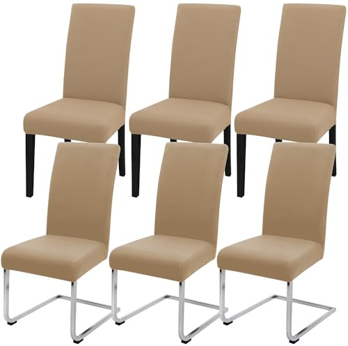 Stuhlhussen Stretch Stuhlbezug Set 6 Stück, elastische abnehmbare waschbare Stuhlhusse für Esszimmerstuhl, Schwingstuhl, Schaukelstuhl, Küche, Wohnzimmer, Büro, Hotel, Restaurant, Bankett
