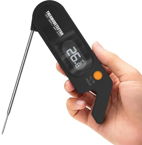 2025 New Thermocouple Faster Instant Read Meat Thermometer ±0.3°C, 1 Second Response Time, IP67 Waterproof & Backlight, For Meat Candy Grill BBQ etc Black
