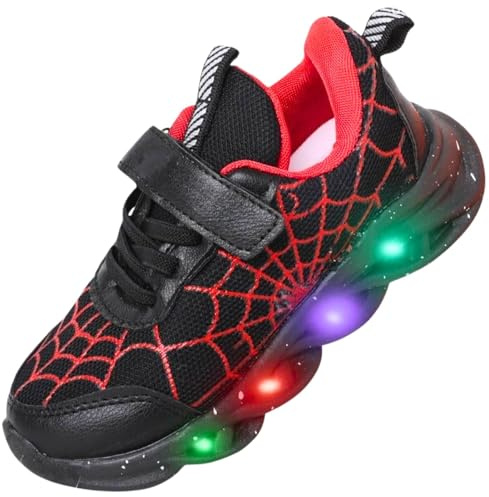 ZOUPREME Scarpe Bambino Luminose con Luci Ginnastica Bambini Corsa Compleanno, Kids Boys Sneaker Shoes (Black,27)