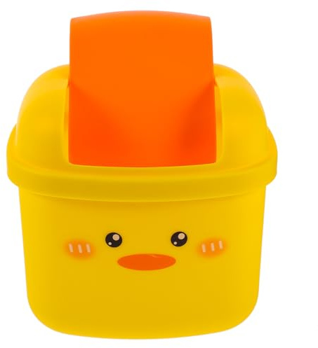 jojofuny Mini Poubelle de Bureau Jaune en Plastique Résistant Design Petit Canard Créatif Compacte et Légère pour Bureau la Cuisine Chambre et Salle de Bain Corbeille de Table