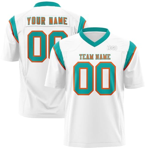 Maillot Football Americain Maillot Personnalisé avec Nom/Numéro/Logo, pour Homme Femme Adulte et Enfant (Blanc-8)