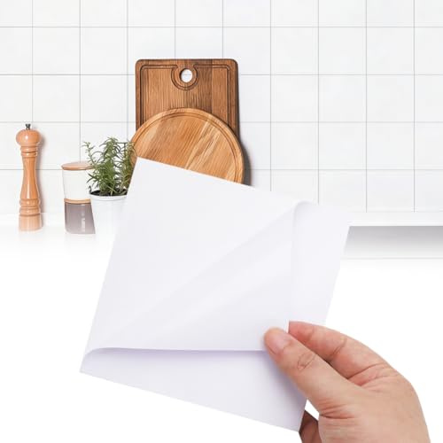 Wapasezyar kakeldekaler 15 x 15 cm, självhäftande kakel för kök, kakelfolie badrum självhäftande kakel klistermärken, väggkakel vattentät badrum (48, vit)