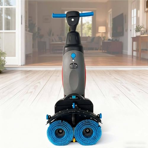 XDLYWUZIQ Macchina per La Pulizia di Tappeti, Lavasciuga Pavimenti Commerciale da 45 Cm, Mini Lavasciuga Pavimenti con Serbatoio da 10 Litri E 2 Spazzole, Pulizia Pavimenti Industriali Grey