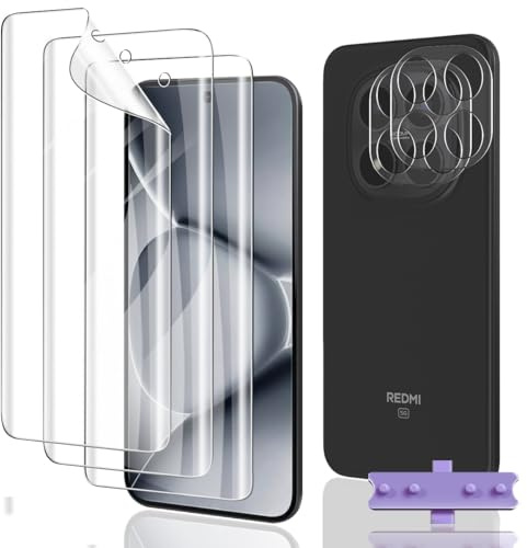 Euukzzea Protector de Pantalla para Xiaomi Redmi Note 15 Pro Plus 5G, 3 Piezas películas protectoras flexibles de TPU 2 Piezas Protector de Lente de Cámara, HD Anti-Arañazo Protector Pantalla Film