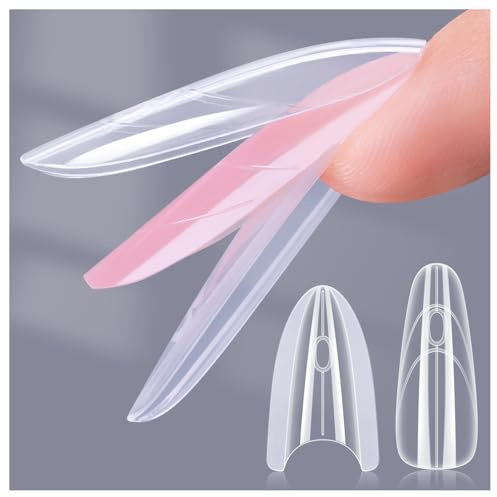 Gelike EC Dual Sandwich Nail Forms: Double Forme à Ongles for Builder Gel & Polygel Extension - Extensions de Gel Parfaites - 240Pcs 15 Sizes for Salon & DIY Art - Ronde Amande