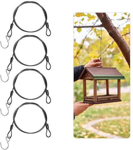 M METERXITY 4-Pack Bird Feeder Hanger with Hook 90cm/35in, Black | 304 Stainless Steel Cable Chain Wire, for Hanging Bird Feeders, Baths, Planters, Baskets, Tree, Lanterns, Yard Decor