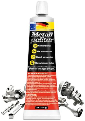 Metal Polish Pâte de polissage, nettoyant et polissage, élimine la rouille et autres impuretés de tous les métaux (acier, chrome, laiton, cuivre, argent, aluminium, etc.) Nettoie les bijoux et pièces