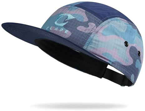 CLAPE Ultraleicht 5 Panel Cap Herren Damen für Tarnung Schnelltrocknend | Atmungsaktive,Verstellbar,Weich,Sonnenschutz Baseballkappe mit Flachem Schirm für Outdoor,Sport,Wandern,Camping