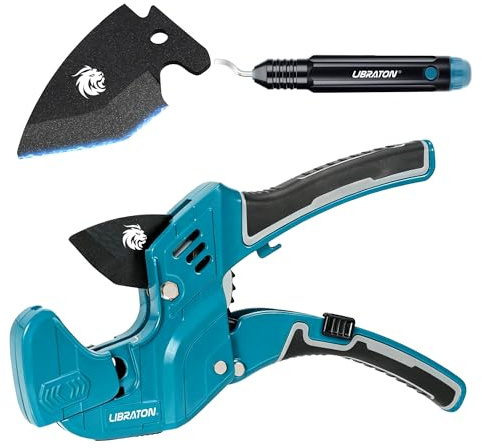 LIBRATON Cortatubos PVC, Cortador de Tubos Trinquete 42mm, Tubos Plásticos