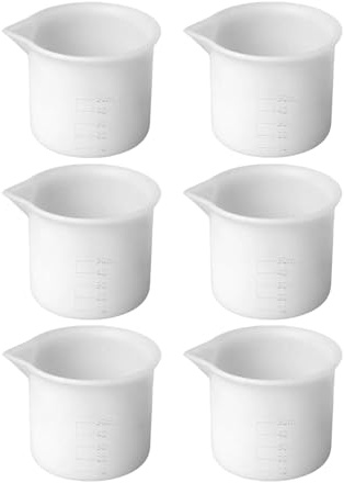 SUPVOX Vasos Medidores de Silicona 50 Ml Flexibles y Reutilizables, Kit de 6 Unidades para Resina Epoxi y Manualidades Diy, Escala Precisa y Material Antiadherente, Utensilios